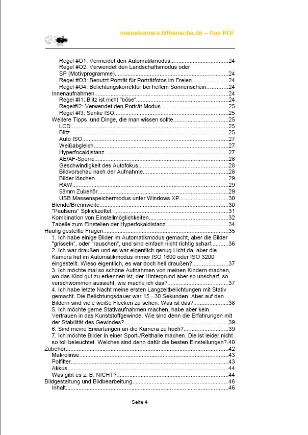 PDF Inhaltsverzeichnis